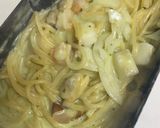 キャンプ飯！シーフードバジルチーズパスタ作り方4写真